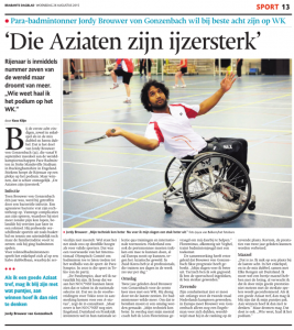 Artikel Brabants Dagblad 26 augustus 2015